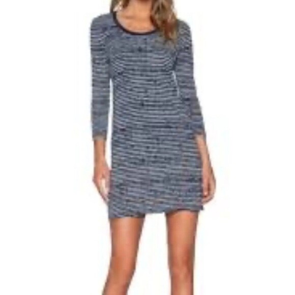 EUC ATM Navy blue Striped T-shirt raw hem Dress Sz XS - Picture 1 of 10